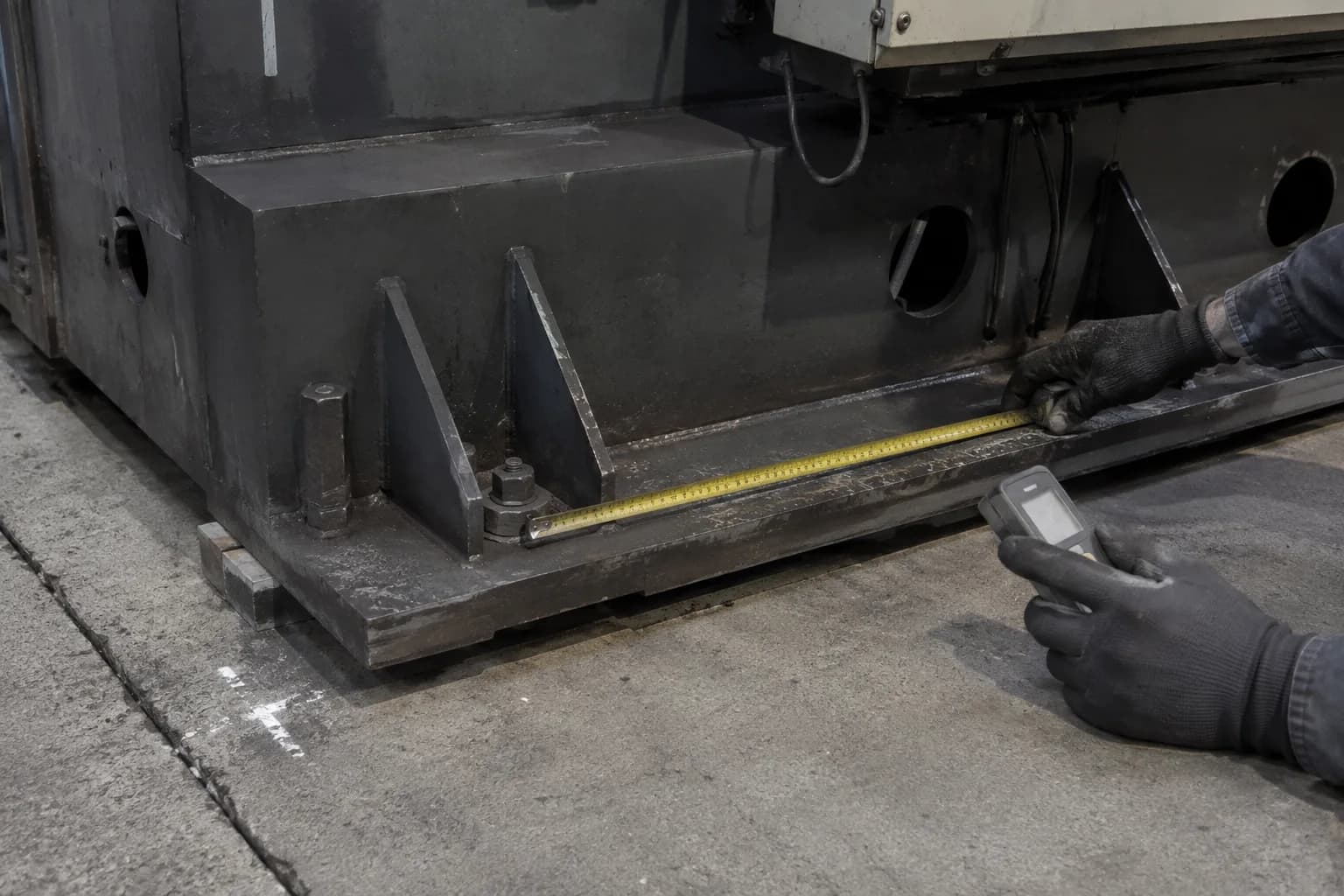 Technical measurement of an industrial machine base