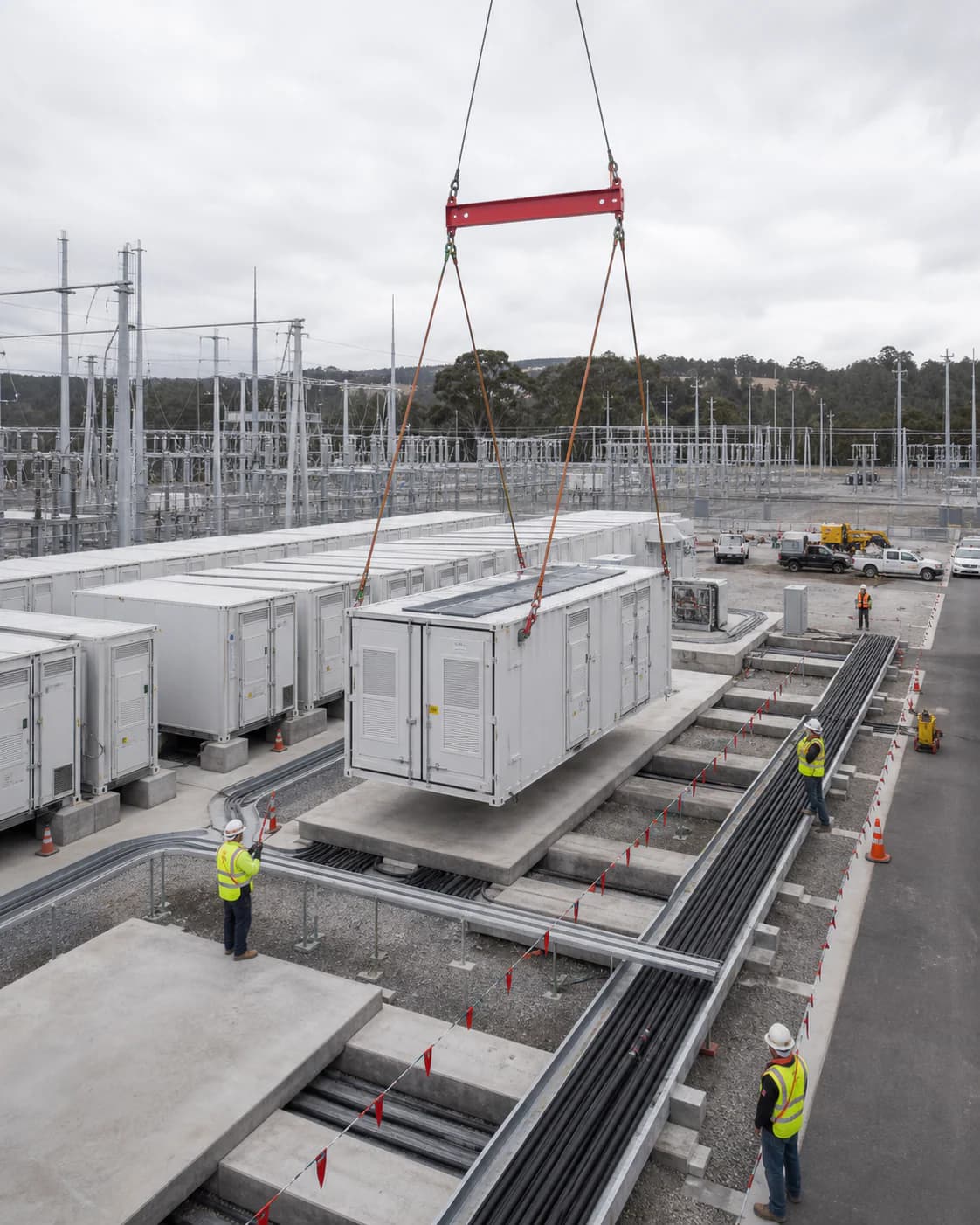 Containerized BESS system during positioning